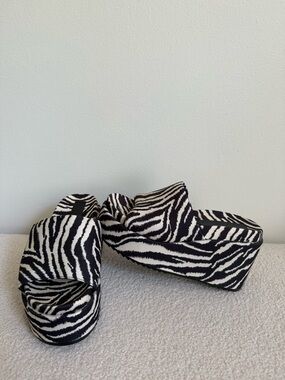 ASOS Zebra Print Platform Mules in Black and White